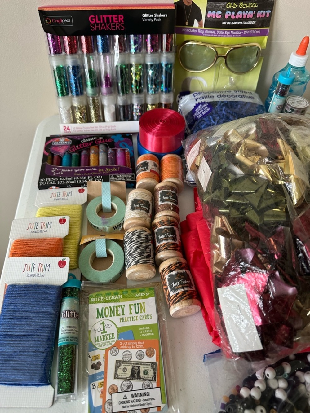 50 Assorted Craft Supplies Bundle with Metallic Gift Bows / NWT - Picture 3 of 5